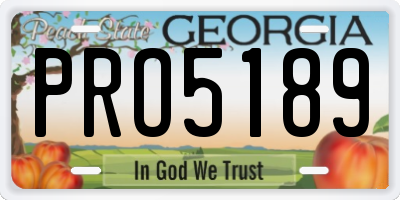 GA license plate PRO5189