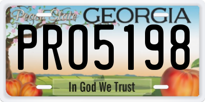 GA license plate PRO5198