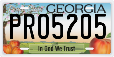 GA license plate PRO5205