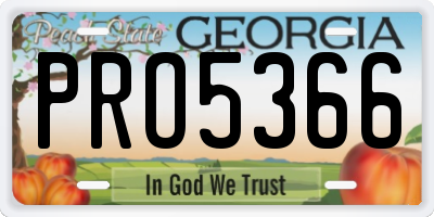 GA license plate PRO5366