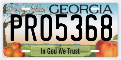 GA license plate PRO5368