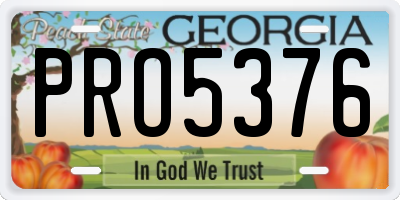 GA license plate PRO5376