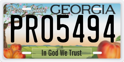GA license plate PRO5494