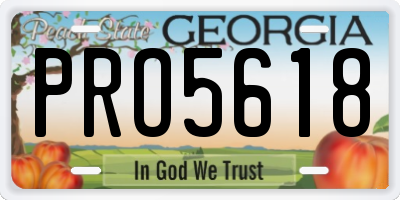 GA license plate PRO5618