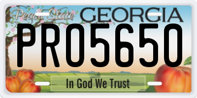 GA license plate PRO5650