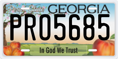 GA license plate PRO5685