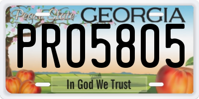 GA license plate PRO5805