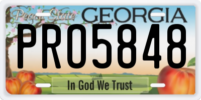 GA license plate PRO5848