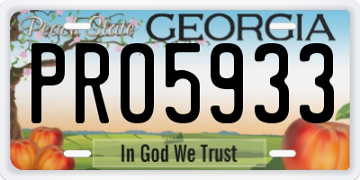 GA license plate PRO5933