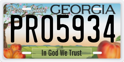 GA license plate PRO5934