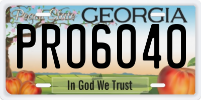 GA license plate PRO6040