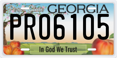 GA license plate PRO6105