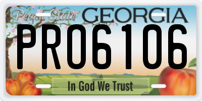 GA license plate PRO6106