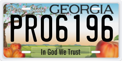 GA license plate PRO6196