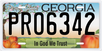GA license plate PRO6342