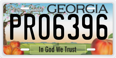 GA license plate PRO6396