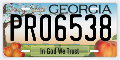 GA license plate PRO6538