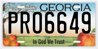 GA license plate PRO6649