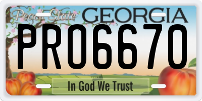 GA license plate PRO6670