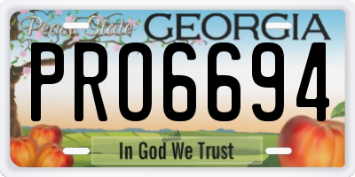 GA license plate PRO6694