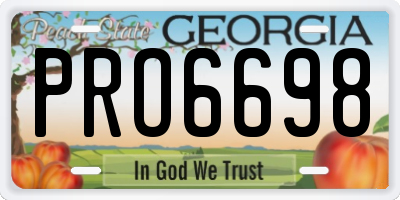 GA license plate PRO6698