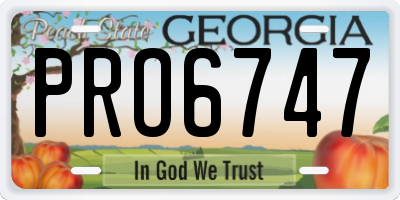 GA license plate PRO6747