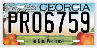 GA license plate PRO6759