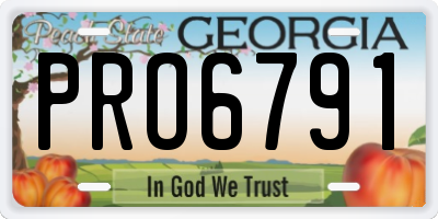 GA license plate PRO6791