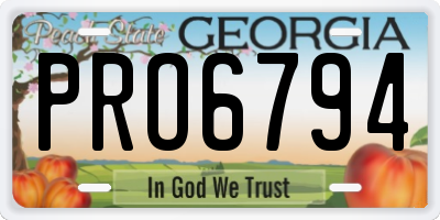 GA license plate PRO6794