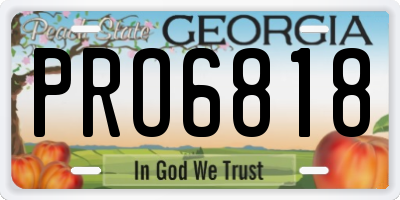 GA license plate PRO6818