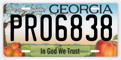 GA license plate PRO6838