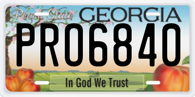 GA license plate PRO6840