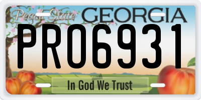 GA license plate PRO6931