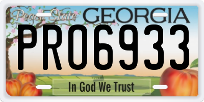 GA license plate PRO6933