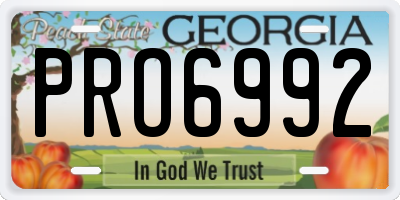 GA license plate PRO6992