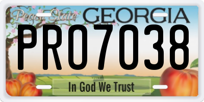 GA license plate PRO7038