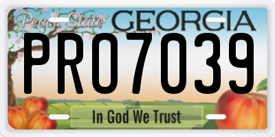 GA license plate PRO7039