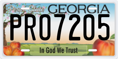 GA license plate PRO7205