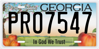 GA license plate PRO7547