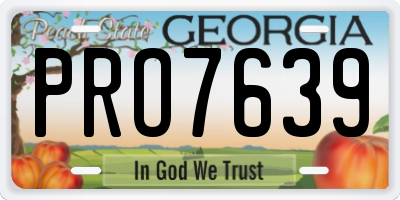 GA license plate PRO7639