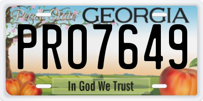 GA license plate PRO7649