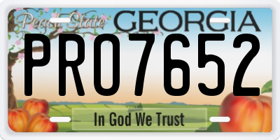 GA license plate PRO7652
