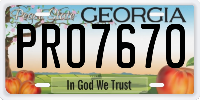 GA license plate PRO7670