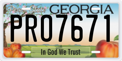 GA license plate PRO7671
