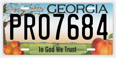 GA license plate PRO7684