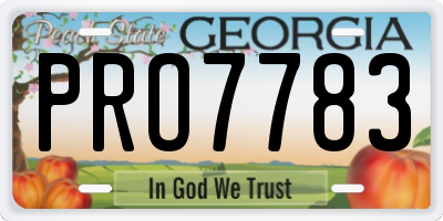 GA license plate PRO7783