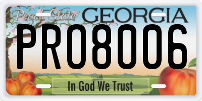 GA license plate PRO8006