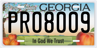 GA license plate PRO8009