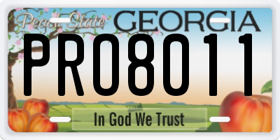 GA license plate PRO8011
