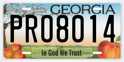 GA license plate PRO8014